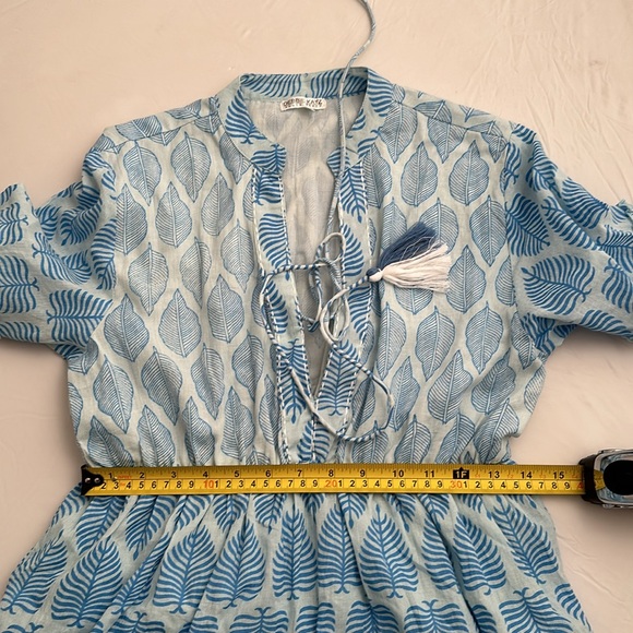 Debbie Katz Sana blue and white boho resort wear mini dress - Picture 8 of 15